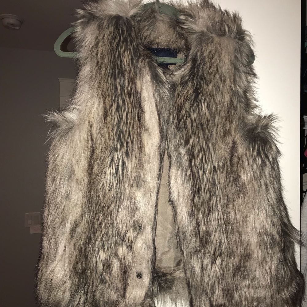 TINSEL gray and black fur vest